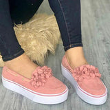 Laamei 2019 Women Flats Shoes Platform Sneakers Slip On Flats Leather Suede Ladies Loafers Casual Floral Shoes Women Zapatos