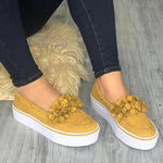 Laamei 2019 Women Flats Shoes Platform Sneakers Slip On Flats Leather Suede Ladies Loafers Casual Floral Shoes Women Zapatos