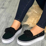 Laamei 2019 Women Flats Shoes Platform Sneakers Slip On Flats Leather Suede Ladies Loafers Casual Floral Shoes Women Zapatos