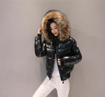 Black Fur coat Big fur collar cotton winter jacket women parkas short thickening slim fashion down cotton jacket woman student