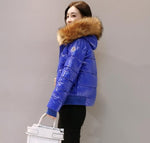 Black Fur coat Big fur collar cotton winter jacket women parkas short thickening slim fashion down cotton jacket woman student