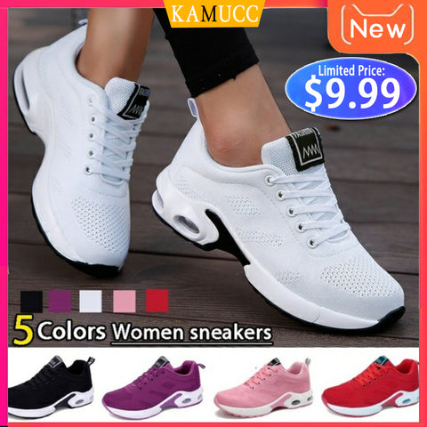 Fashion Women Lightweight Sneakers Running Shoes Outdoor Sports Shoes Breathable Mesh Comfort Running Shoes Air Cushion Lace Up