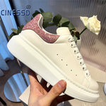 High Quality Women White Shoes Size 34-44 Spring Lovers Genuine Leather flats shoes Women White Casual Shoes White Shoes