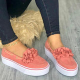 Laamei 2019 Women Flats Shoes Platform Sneakers Slip On Flats Leather Suede Ladies Loafers Casual Floral Shoes Women Zapatos