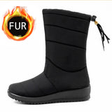 Women Boots Mid-Calf Snow Boots With Low Heels Winter Shoes Women Winter Boots Waterproof Warm Wedges Botas Mujer Shoes Female