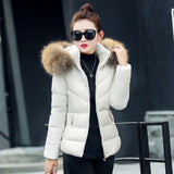 Winter Jacket Women Fur Collar Winter Coat Women Hood Elegant Slim Bow woman Parkas 2019 Padde Feminine Coat Women OutwearJacket