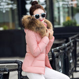 Winter Jacket Women Fur Collar Winter Coat Women Hood Elegant Slim Bow woman Parkas 2019 Padde Feminine Coat Women OutwearJacket