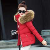 Winter Jacket Women Fur Collar Winter Coat Women Hood Elegant Slim Bow woman Parkas 2019 Padde Feminine Coat Women OutwearJacket