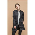 ZOGAA 2019 Women Parkas Winter Warm Padded Cotton and Ultra Light Duck Down Long Jacket Overcoat Slim Solid Lightweight Coats